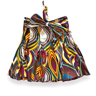 Minifalda de algodón acampanada XOXO para mujer M colorida patrón audaz lazo cintura boho indie Foto 1 de 4