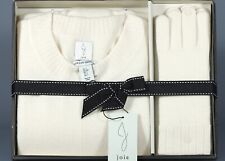 JOIE IVORY 100% 2-Ply Cashmere Sweater & Gloves Set Sz Large