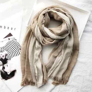 Men Striped Scarf Cotton Tassel Scarves Spring Autumn Warm Soft Girl Shawl 1Pc - Picture 1 of 33