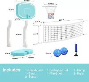 Swimline Swimming Pool Basketball Hoop Volleyball Net Game For In-Ground Pools - Picture 1 of 8