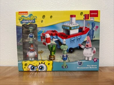 NIB SpongeBob SquarePants Diner Boat Squidworth & Patrick Building Blocks Miniso - Image 1 of 4