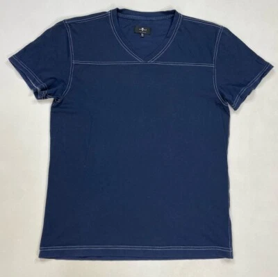 Camiseta 7 For All Mankind en blanco cuello en V para hombre XS azul de gran tamaño manga corta Foto 1 de 4