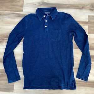 Abercrombie & Fitch Mens Polo shirt Long Sleeve Small Blue Indigo