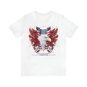 USA Pride: Stars & Stripes Forever - Independence Day White Tee Unisex - Picture 1 of 13
