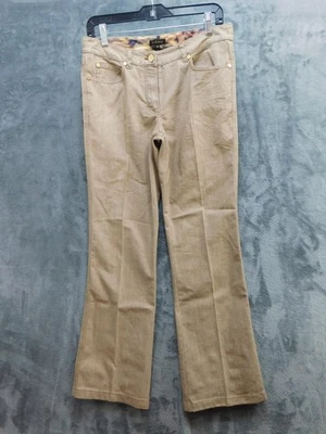 Escada Pants Womens 36 Savannah Flare Stretch Jeans Gold Button Cotton Blend - Image 1 of 4