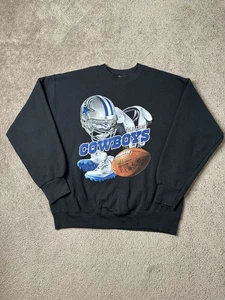 Vintage Mens Sweatshirt 90’s Dallas Cowboys Black Football NFL, Size L - Picture 1 of 7