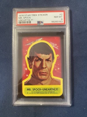 1976 Topps Star Trek Stickers #2 Mr. Spock - Unearthly! Psa 8 Rare - Image 1 of 4
