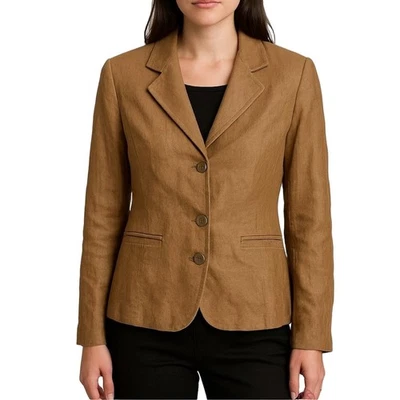 Vintage Anne Klein 100% linen Brown Blazer SZ Large - Image 1 of 4