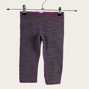 LuluLemon Ivivva Girls Size 4 Purple Blue Green Print Space Dye Capri Leggings - Picture 1 of 7