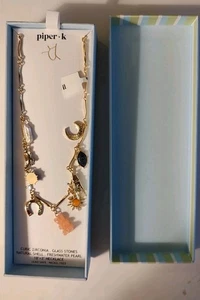 Piper K 18" + 3" Zirkonia Glas Stein Muschel Charm Halskette Modeschmuck NEU - Bild 1 von 6