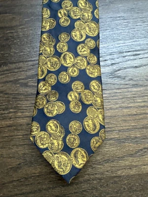 Corbata Iceberg vintage para hombre, 100 % seda, monedas jacquard/faille, Italia Foto 1 de 4