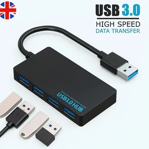 USB 3.0 High Speed Adapter Multi Desktop PC Laptop 4 Ports Hub Splitter - Picture 1 of 10