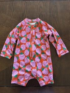 Hanna Andersson Rash Guard Suit Sweet Summertime On Begonia 12/18 M Strawberry - Bild 1 von 4