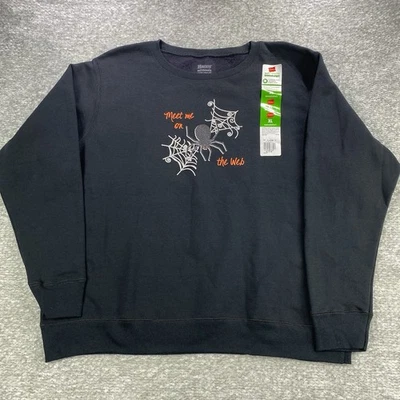 Sudadera Hanes Soft Sweats Halloween XL Spider Web “Meet Me on the Web” Negra Foto 1 de 4