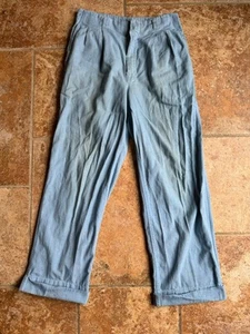 Vintage 1960s 1970s US Navy Denim Cotton Jeans Blue Bell Bottom 28x28 Zipper VTG - Picture 1 of 19