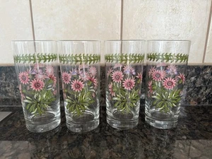 4 PORTMEIRION BOTANIC GARDEN 16 OZ. HI-BALL GLASSES TREASURE FLOWER (HV OTHERS) - Picture 1 of 8
