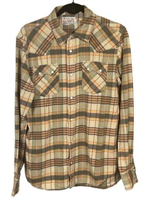 Camisa True Religion Para Hombre Perla A Presión Franela Algodón Naranja Tostado XL Extra Grande ST - Imagen 1 de 9