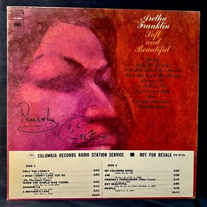 ARETHA FRANKLIN Signed SOFT AND BEAUTIFUL Promo Album w/Timing Strip~Near Mint! - Picture 1 of 3