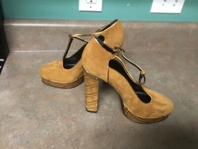 Zapatos de salón Baldan para mujer con plataforma de gamuza marrón dorado talla 39 (CON38) Foto 1 de 4