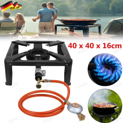 Gaskocher 8kw Hockerkocher Gasbrenner Campingkocher Wok Druckminderer NEU - Bild 1 von 4