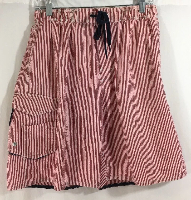 Bañador Newport Blue Island Brand Board Shorts Mediano Rojo/Blanco Rayas Foto 1 de 4