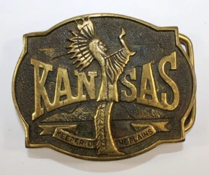 Kansas Keeper of the Plains Gürtelschnalle Heritage Mint massiv Messing #BB-4774 - Bild 1 von 2