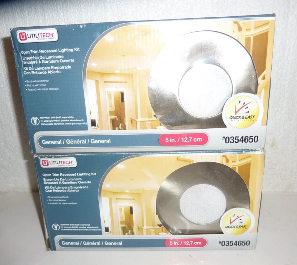 2 NOS UTILITECH 5" Recessed Light Kit Brushed Nickel Finish #0354650 - Image 1 of 3