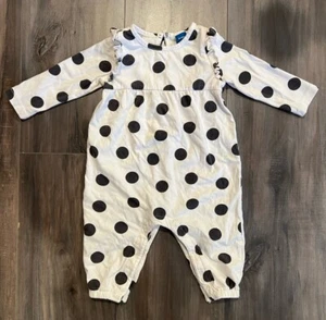 Old Navy Polka Dot Ruffled Romper 1PC 6-12 Months Baby Girl Black And White - Picture 1 of 6