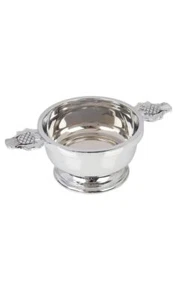 4 Inch Chrome Plated Traditional Scottish Thistle Toasting Celebration Quaich - Picture 1 of 1