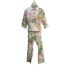 Ann Trinity Vintage Floral Suit Medium Jacket Size 10 Pants - Picture 1 of 18