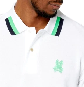 PSYCHO BUNNY Herren XXL PISANI POLO Shirt Tipped PIMA Baumwolle Premium ICE Weiß - Bild 1 von 11