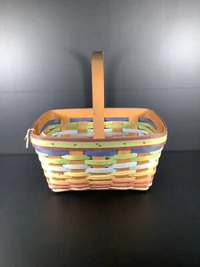 New Longaberger 2010 Single Handle Striped Spring Basket Multicolor Summer - Picture 1 of 6