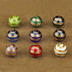 20x Gold Striped Round Beads with Hole Ethnic Bracelet for Jewelry Making Multi - Picture 1 of 7