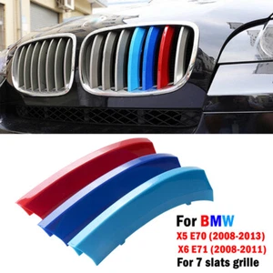 C-Color 7 BARRAS Cubierta de rejilla renal Clips para BMW X5 E70 2008-13 X6 E71 2008-2011 - Imagen 1 de 7