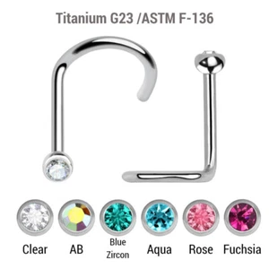 Implant Grade Titanium Gem Nose Stud Hook Screw 0.8mm - Picture 1 of 1
