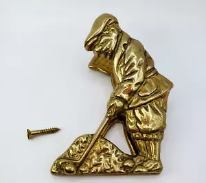 Vintage Upper Deck Brass Golf Themed Wall Mounted Clip Message Note RARE - Picture 1 of 10