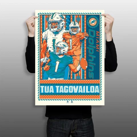Miami Dolphins Tua Tagovailoa 18" x 24" Limited Edition Serigraph Print Cover