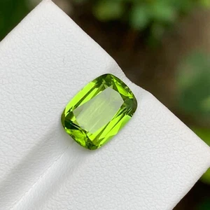 Limettengrüner natürlicher Peridot Ring Edelstein 3,75 ct Kissenschliff | Anhänger, Schmuck - Bild 1 von 9