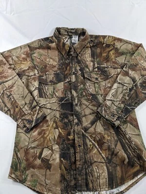 Camisa Denim Camuflada Realtree Hardwoods De Colección M Manga Larga Abotonada Algodón Pesado Foto 1 de 4