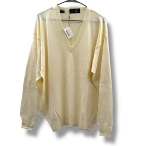 Maglione Bobby Jones 100% lana panna scollo a V manica lunga taglia M NUOVO DIFETTOSO - Foto 1 di 7