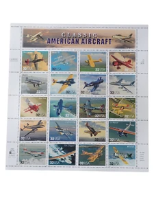 Hoja de estampillas clásicas de aviones estadounidenses 1996 USPS 20/32¢ como nuevas estampillas NH - Imagen 1 de 3