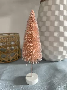Bottle Brush Tree Pink Glitter White Flocked Christmas Easter Vintage Style 6" - Picture 1 of 3