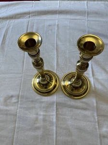 Victorian Pair Of Candle Holders. 9”inch High- Base 4” Wide. Excellent Condition - Picture 1 of 5