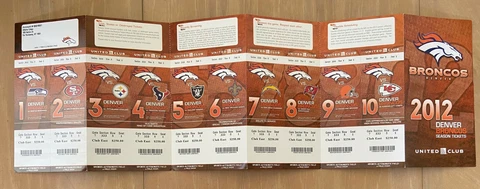 PEYTON MANNING BRONCOS DEBUT - 2012 NFL DENVER BRONCOS FULL FOOTBALL TICKETS Cover