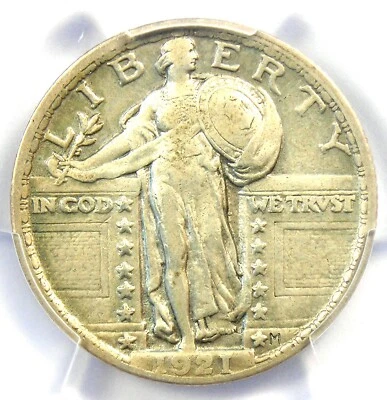 1921 Standing Liberty Quarter 25C Coin - Certified PCGS XF Detail EF - Rare Date - Image 1 of 4