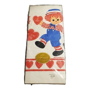 1976 Vintage 60" X 102" Raggedy Ann & Andy Valentines Paper Table Cloth NOS... - Picture 1 of 6