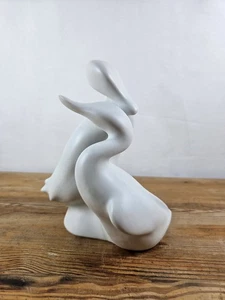 ROYAL DUX BOHEMIA ABSTRACT BIRD MODERNIST SCULPTURE WHITE PORCELAIN MID CENTURY - Picture 1 of 22