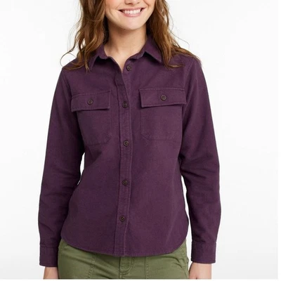 L.L. Camisa de franela gamuza vintage Bean para mujer púrpura abotonada grande al aire libre Foto 1 de 4