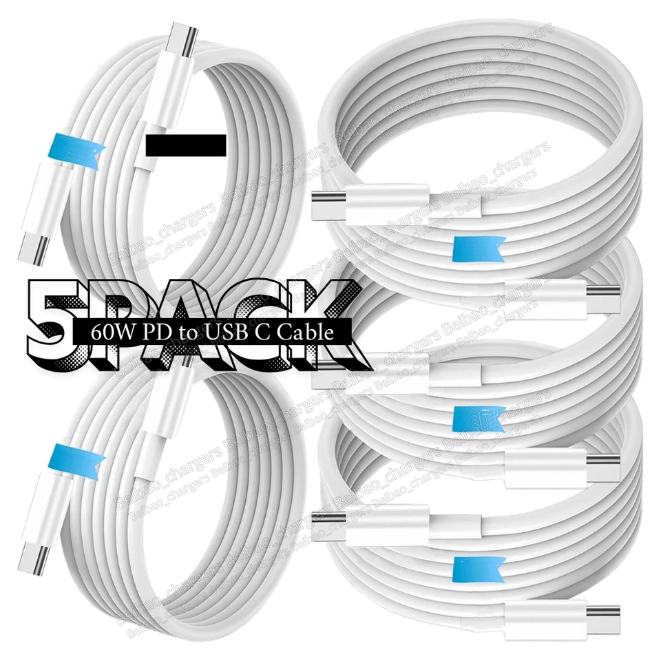5PACK For iPhone 15 16 Pro USB-C to USB-C Cable Fast Charging PD Type C Cord lot - image 1 of 4