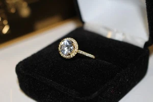 ESTADO: Mujer 2ctw VVS Lab Sim. Anillo HALO Diamante GENUINO Oro Vermeil Talla 6.5 - Imagen 1 de 4